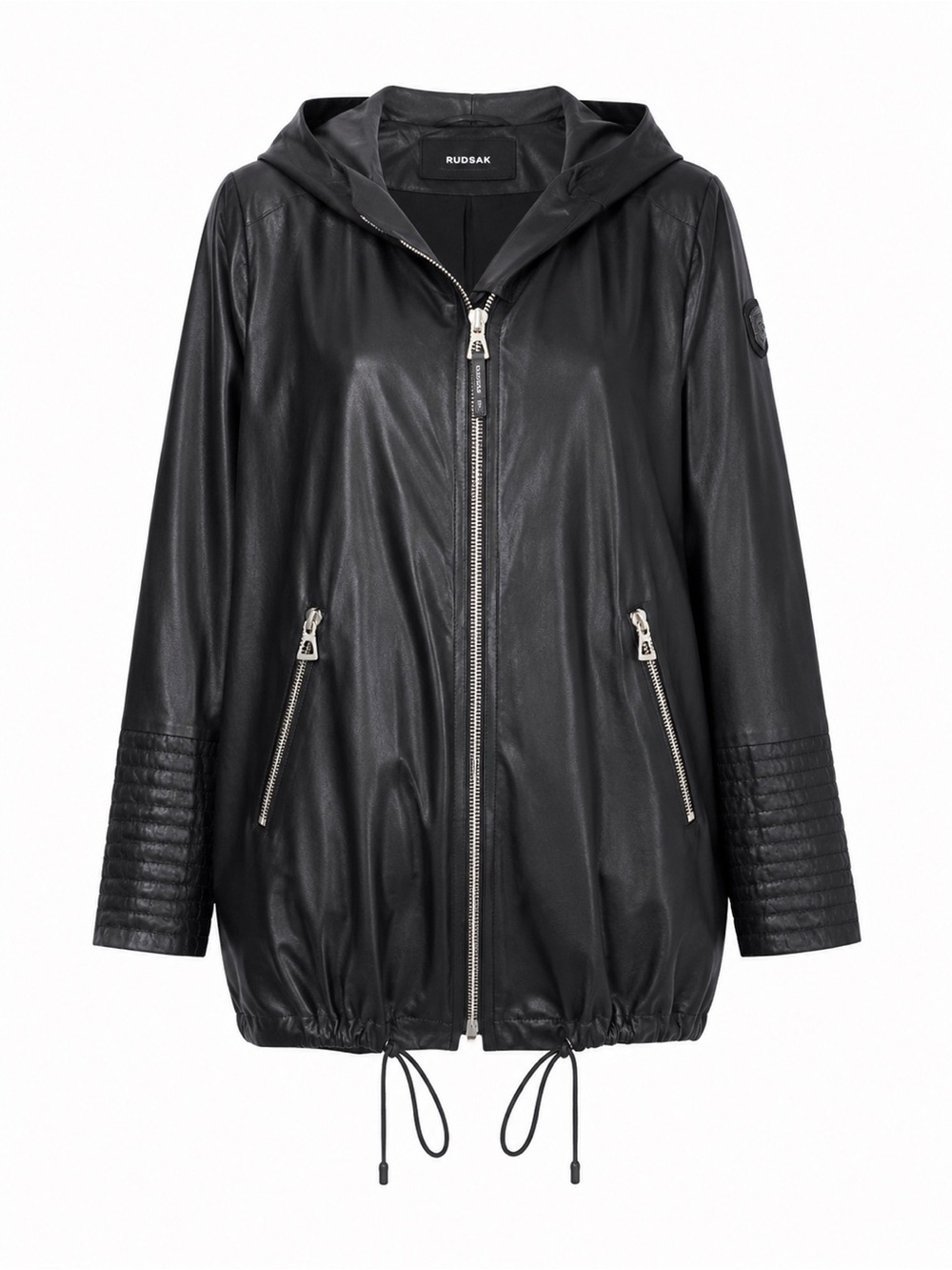 RUDSAK Black Hooded Jacket with Quilted Cuffs
